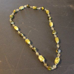 Chunky Green Nugget Jewelry Beaded Necklace 26'' (I)
